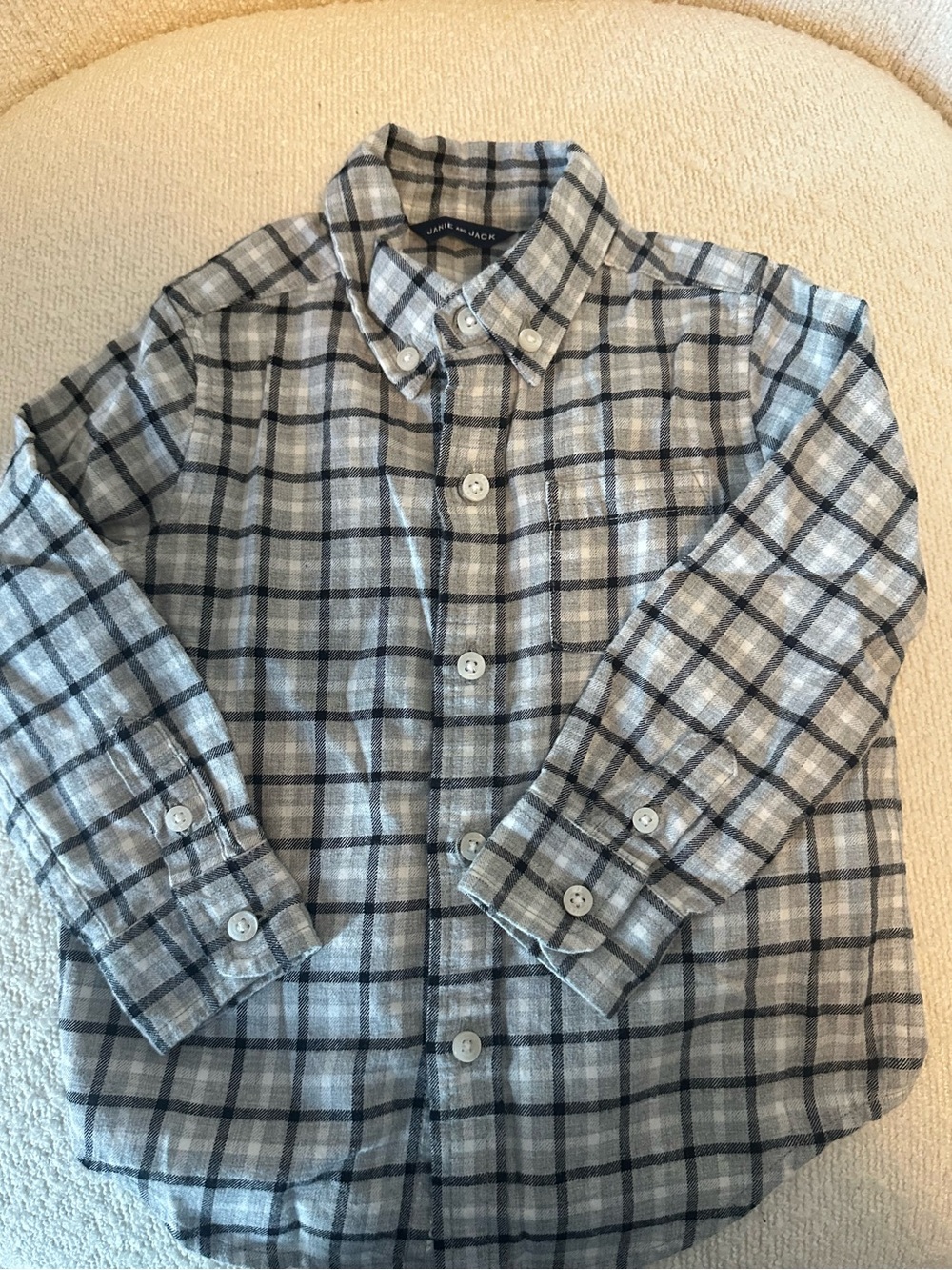 Janie and Jack Gray & Black Plaid Button-Down Shirt